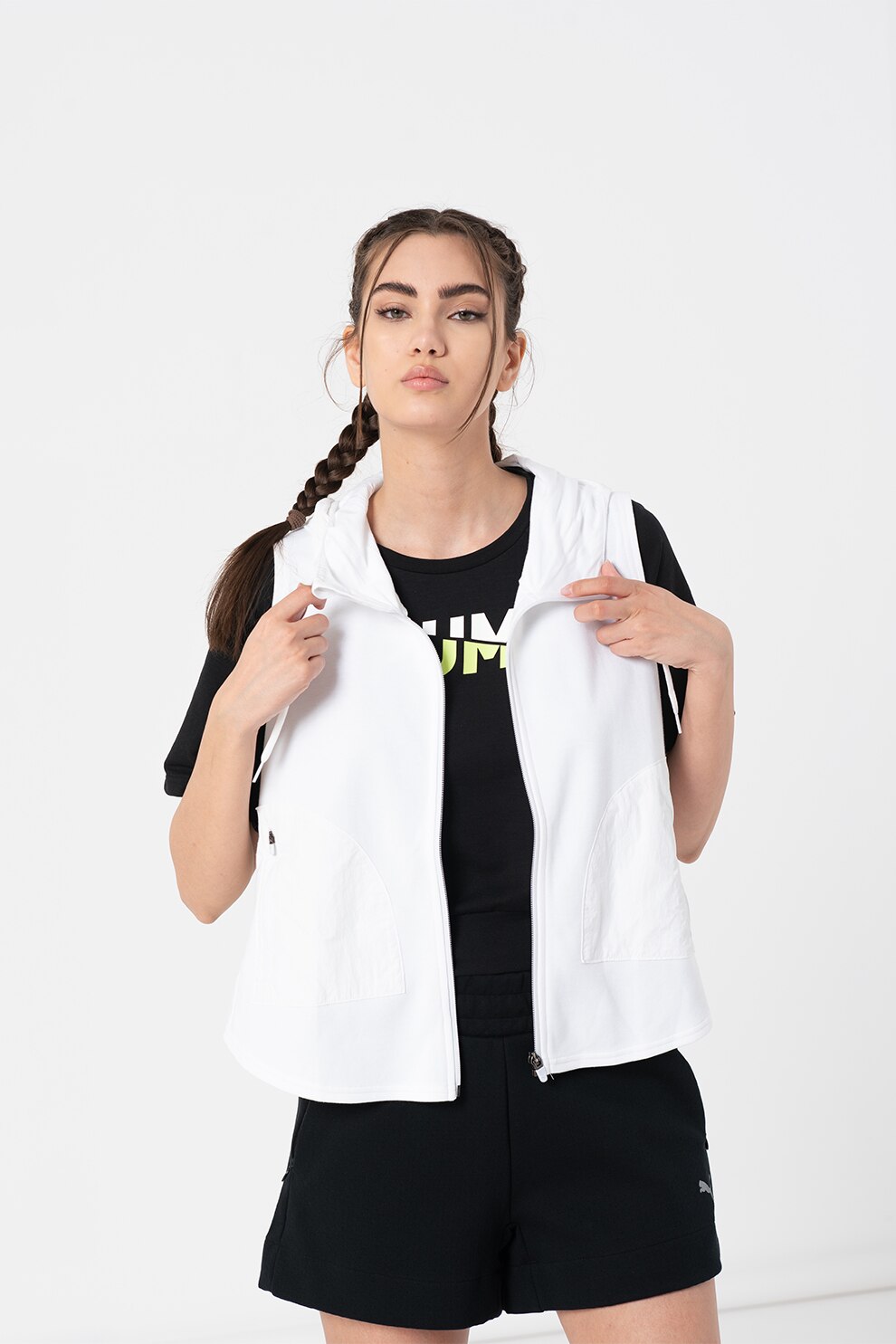 Puma, Vesta cu gluga Evostripe Lite, Alb