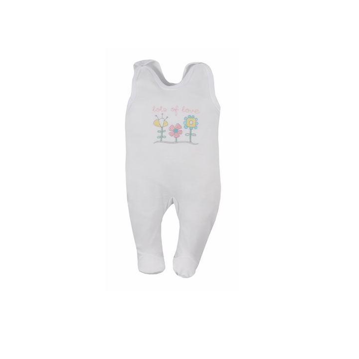Salopeta fara maneci pentru bebelusi Koala Flower A01-008R-1, Alb