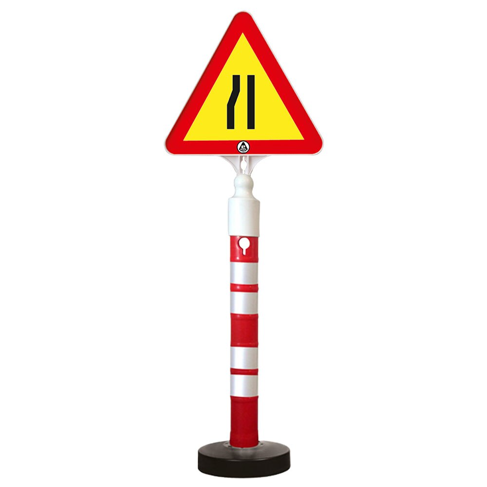 Kit indicator rutier mobil, Sigtra, stalp cu baza grea, indicator drum ingustat pe partea stanga