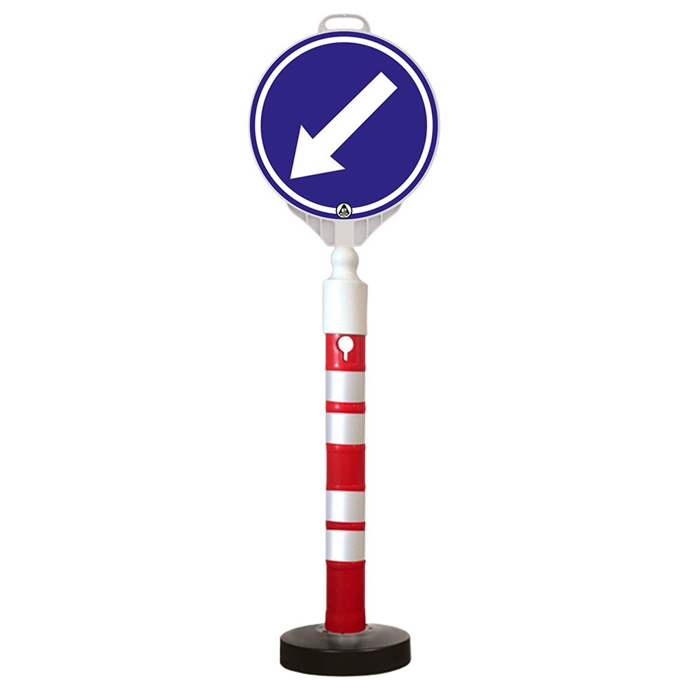 Kit indicator rutier mobil, Sigtra, stalp cu baza grea, indicator ocolire stanga