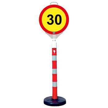 Kit indicator rutier mobil, Sigtra, stalp cu baza usoara, indicator limitare de viteza 30 km Kit indicator rutier mobil, Sigtra, stalp cu baza usoara, indicator limitare de viteza 30 km