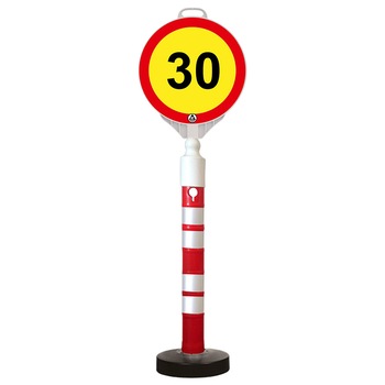Kit indicator rutier mobil, Sigtra, stalp cu baza grea, indicator limitare de viteza 30 km Kit indicator rutier mobil, Sigtra, stalp cu baza grea, indicator limitare de viteza 30 km
