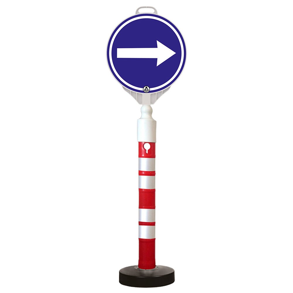 Kit indicator rutier mobil, Sigtra, stalp cu baza grea, indicator obligatoriu dreapta fata-verso