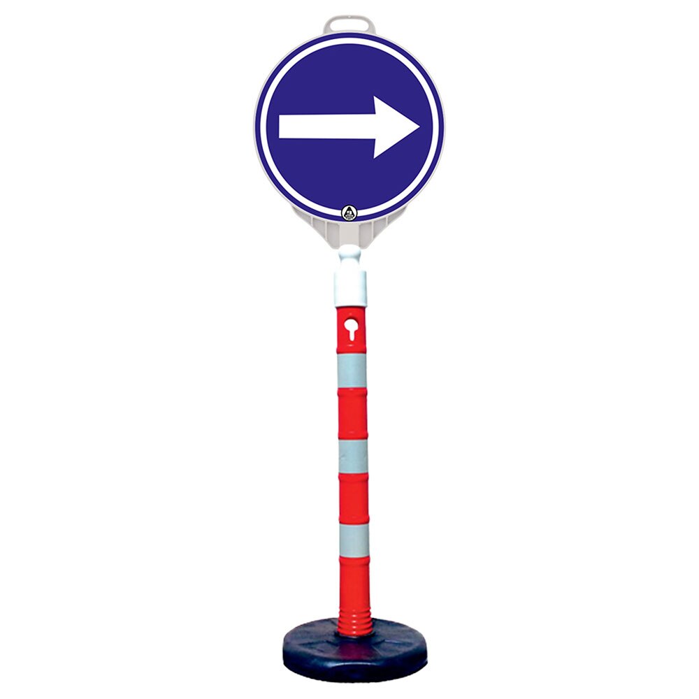 Kit indicator rutier mobil, Sigtra, stalp cu baza usoara, indicator obligatoriu dreapta fata-verso