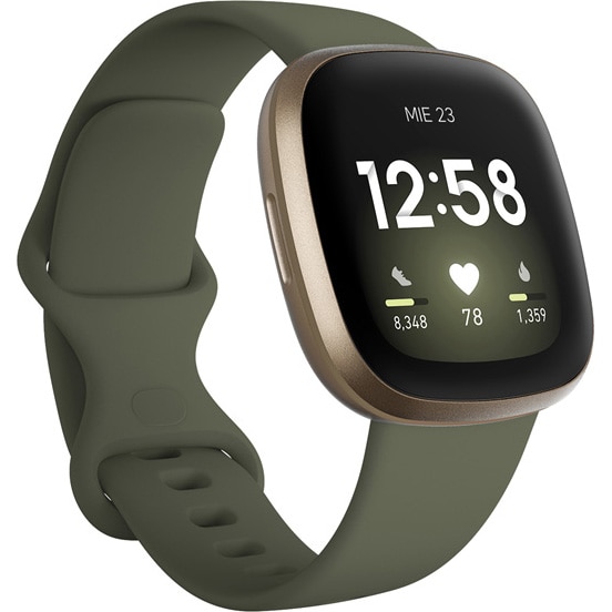 Ceas smartwatch Fitbit Versa 3, Aluminum Olive Soft Gold