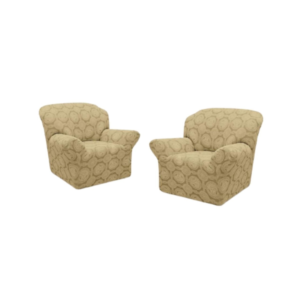 Set Huse Multielastice Jacquard, Pentru 2 Fotolii, Marime Euro, Model 5, Bej