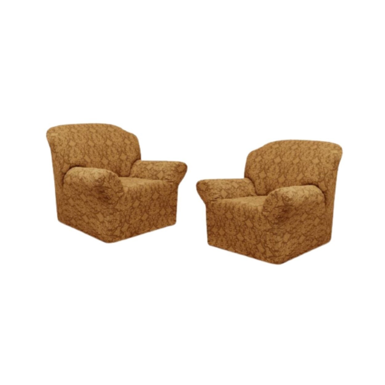 Set Huse Multielastice Jacquard, Pentru 2 Fotolii, Marime Euro, Model 3, Maro