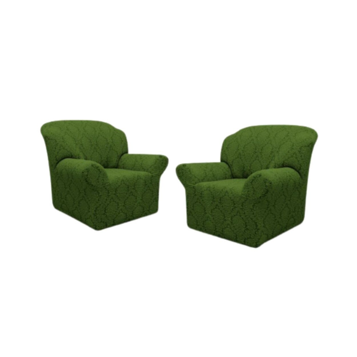 Set Huse Multielastice Jacquard, Pentru 2 Fotolii, Marime Euro, Model 4, Verde