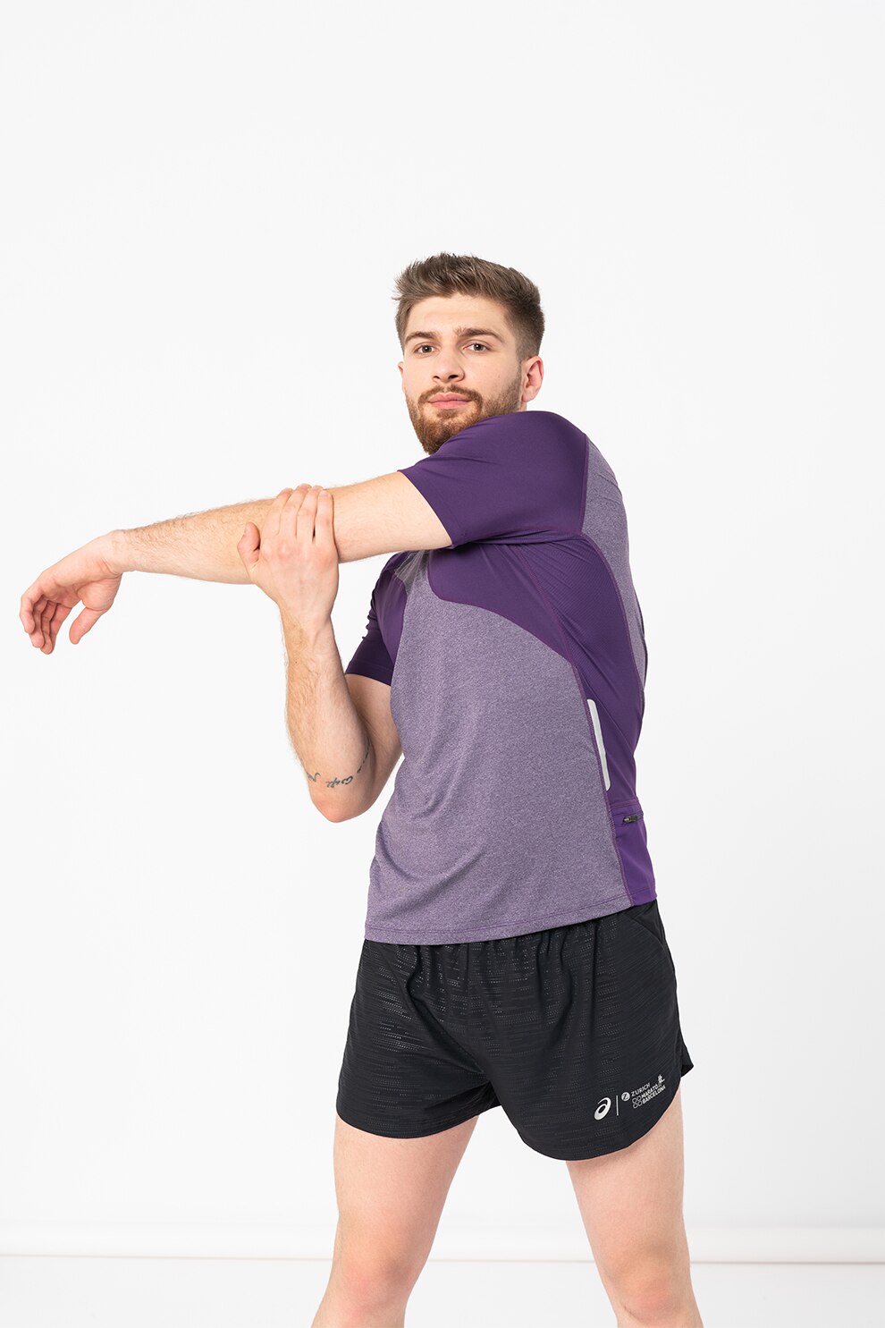 Asics, Tricou cu model colorblock pentru alergare, Purpuriu