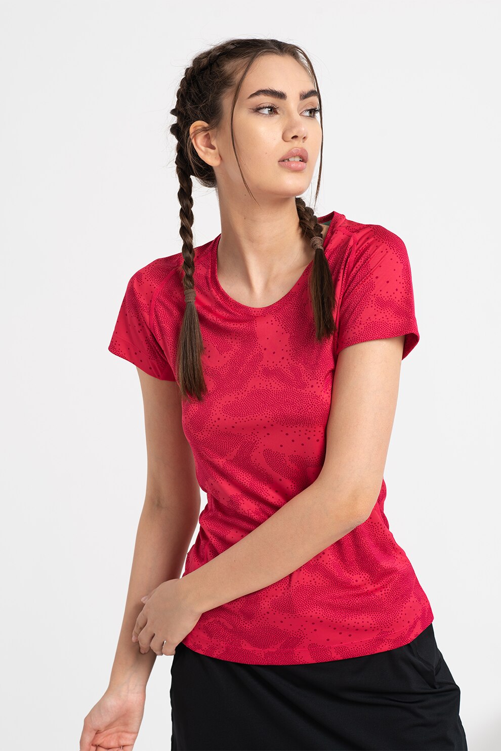 Asics, Tricou cu imprimeu pentru alergare Fujitrail, Roz fucsia/violet