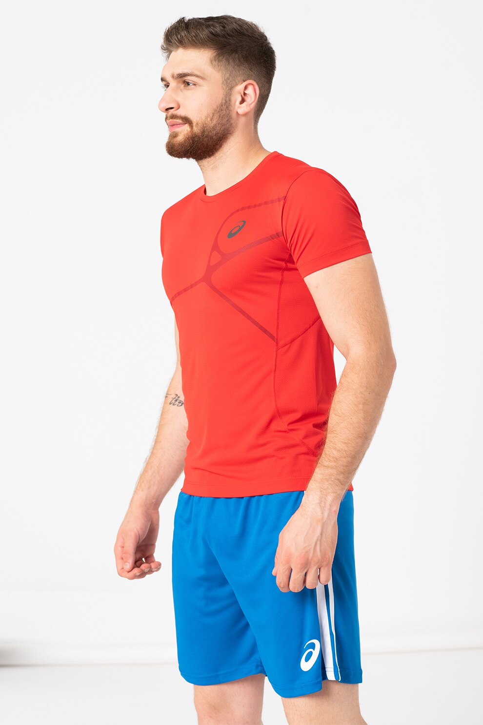 Asics, Tricou cu decolteu la baza gatului pentru fitness, Rosu