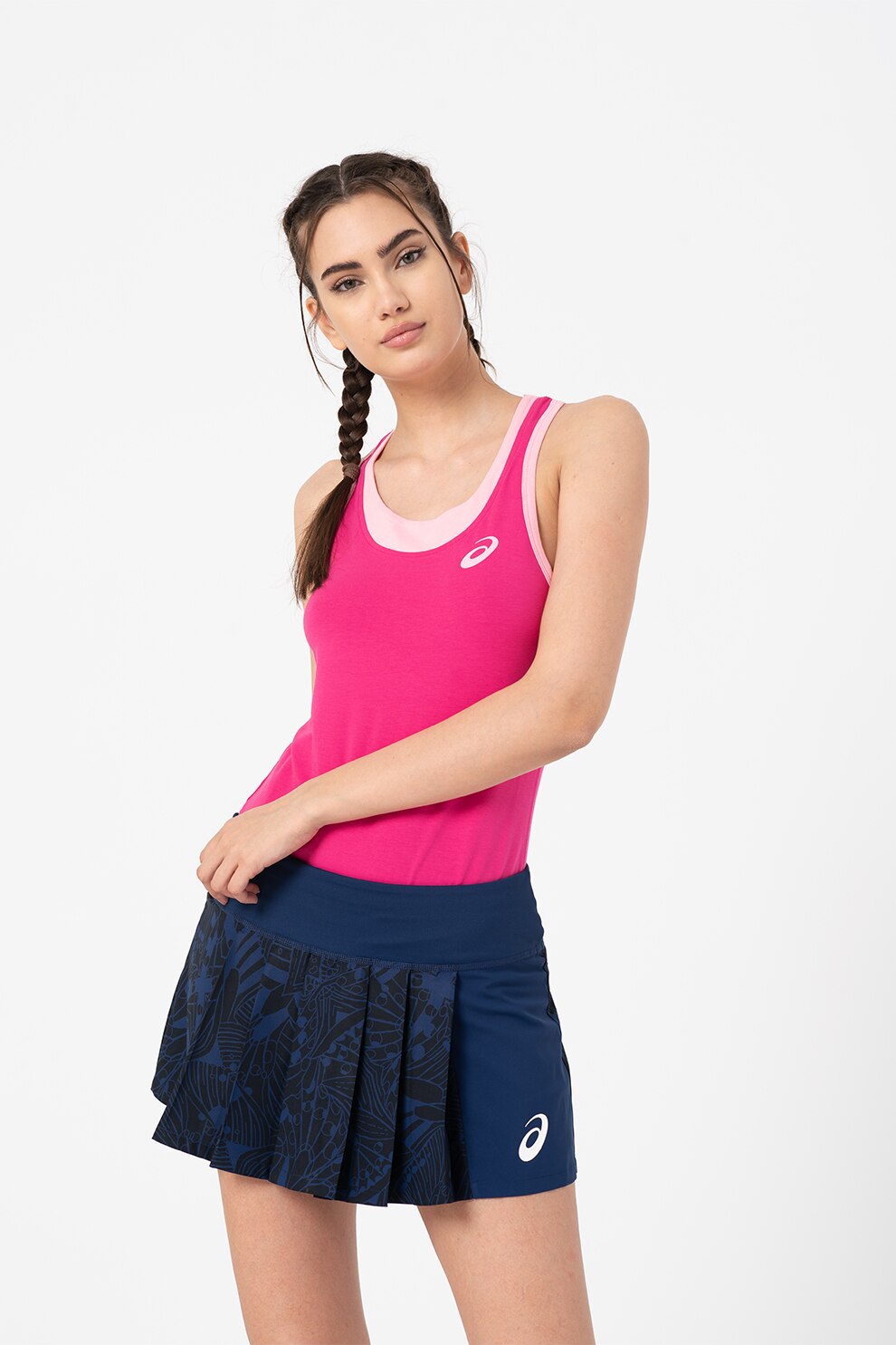 Asics, Top cu imprimeu logo pentru antrenament, Fucsia