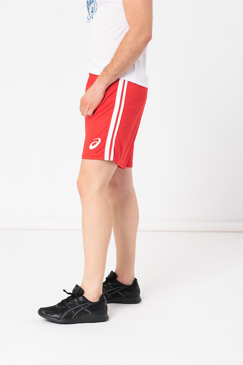 Asics, Pantaloni scurti cu garnituri contrastante, pentru fitness, Rosu, 2XL