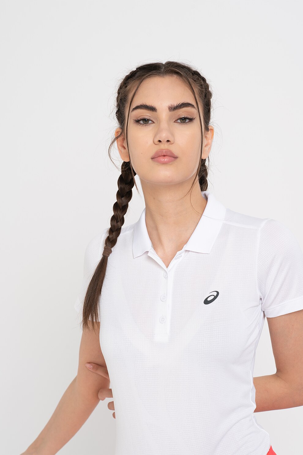 Asics, Tricou polo cu aspect texturat pentru tenis, Alb