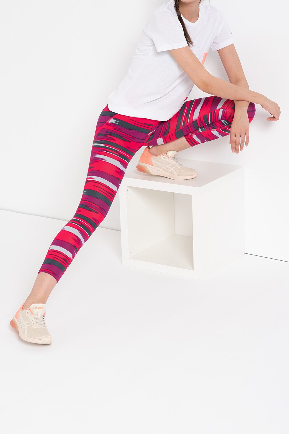 Asics, Colanti 7/8 pentru alergare FuzeX, Roz aprins/violet/gri