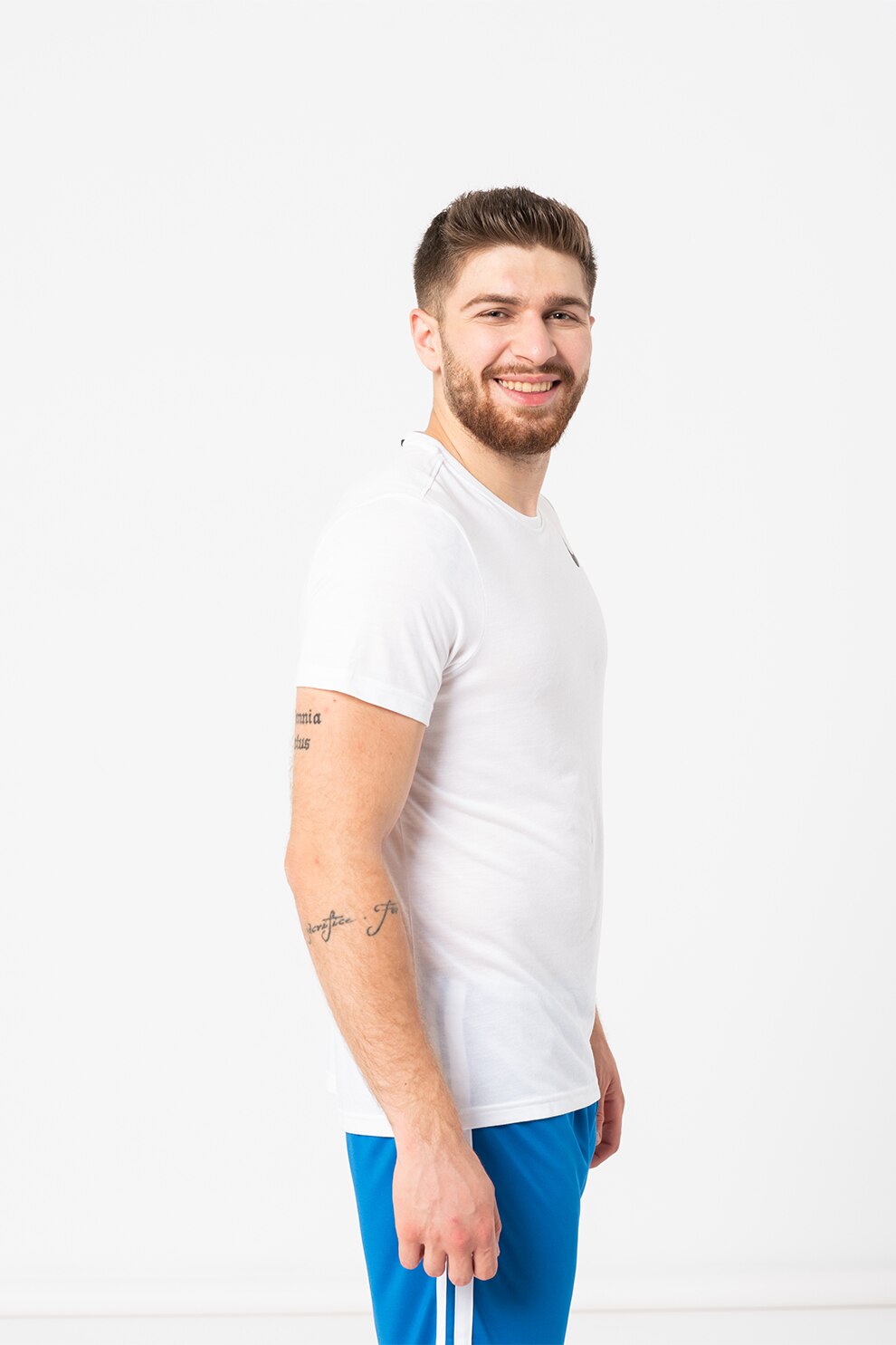 Asics, Tricou cu decolteu la baza gatului si logo pentru antrenament, Alb