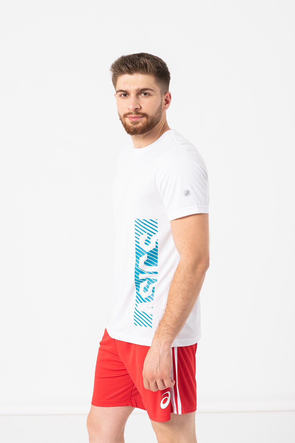 Asics, Tricou cu imprimeu logo Solution Dye GPX, Alb/Verde persan