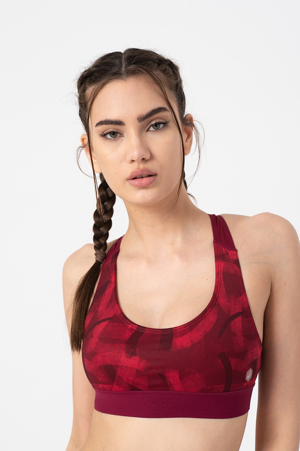 Asics, Bustiera cu decupaj racerback pentru fitness Shuji, Rosu Bordeaux