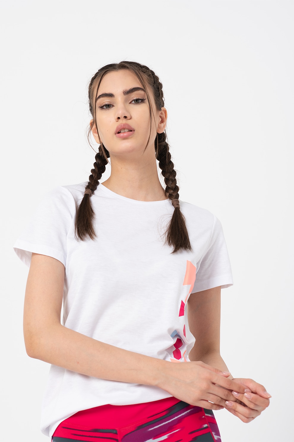 Asics, Tricou cu imprimeu grafic pentru fitness GPX, Alb