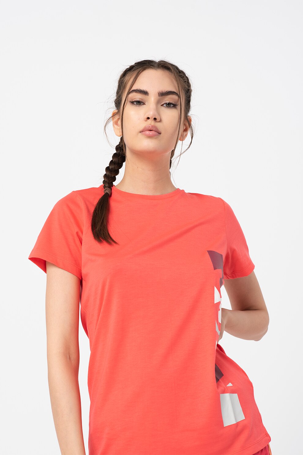 Asics, Tricou cu imprimeu grafic pentru fitness GPX, Roz aprins