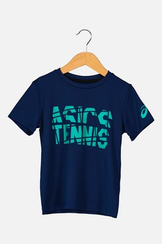 Asics, Tricou cu imprimeu grafic pentru tenis, Albastru inchis/Turcoaz Asics, Tricou cu imprimeu grafic pentru tenis, Albastru inchis/Turcoaz