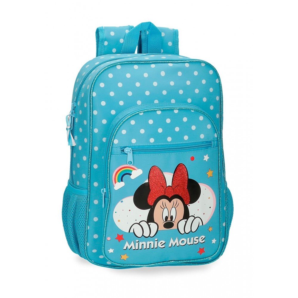 Ghiozdan scoala 38 cm, Minnie Rainbow bleu