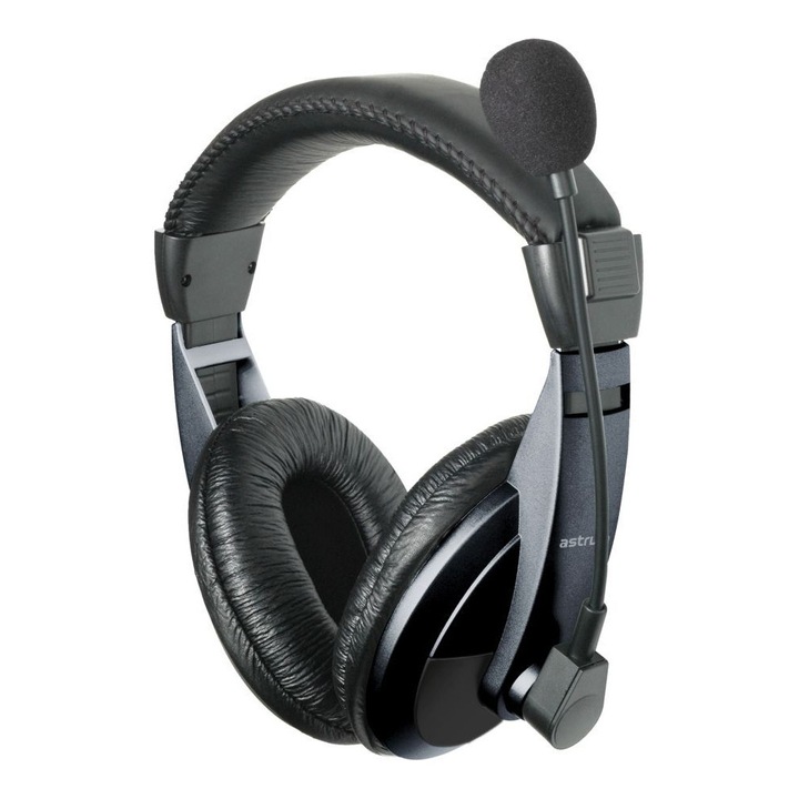 Astrum HS-222C sztereó fekete fejhallgató állítható mikrofonnal HS120