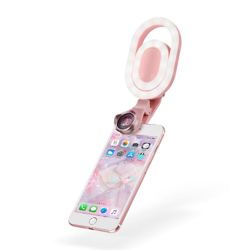 Lampa LED Fill Light BlitzWolf BW-SL1, 4K, 15X Macro, 6 nivele de iluminare, 500 mAh, Roz