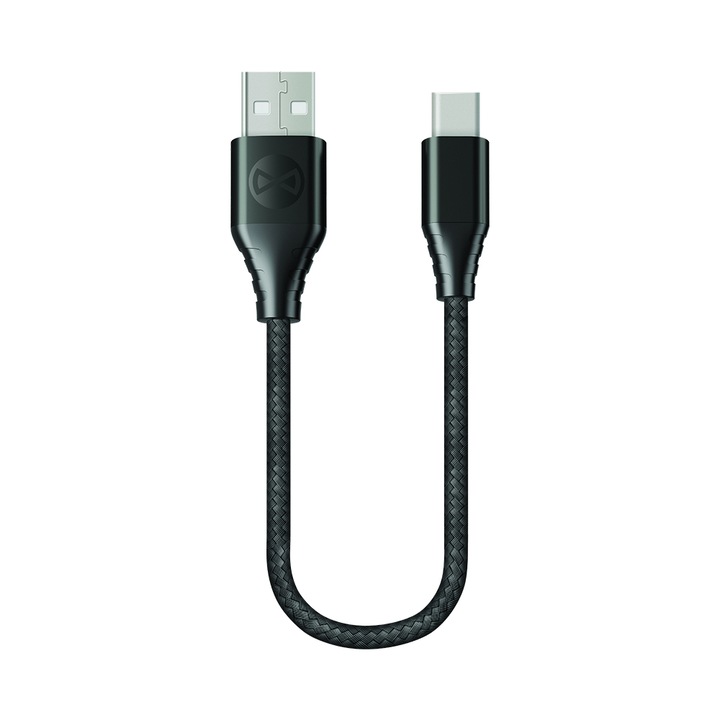 Къс кабел за зареждане и пренос на данни, 20 см, USB - Type C (USB-C), 3A, G-Tech, Черен