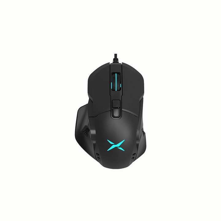 Mouse gaming Delux M629BU cu fir, 16000 DPI, Iluminat, 7 Butoane programabile, Negru