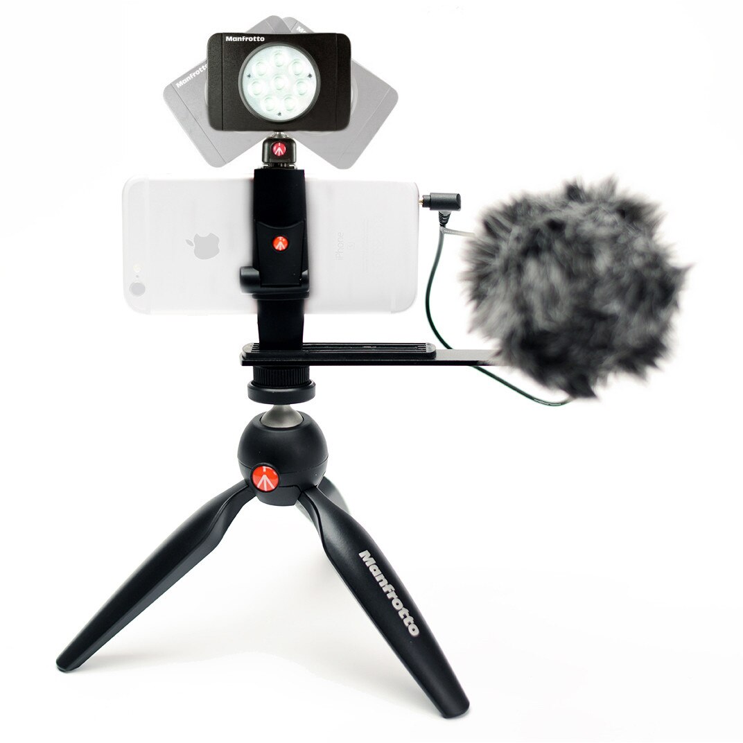 Kit pentru Vlogger cu minitrepied, microfon si LED 8, Manfrotto