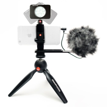 Kit pentru Vlogger cu minitrepied, microfon si LED 8, Manfrotto Kit pentru Vlogger cu minitrepied, microfon si LED 8, Manfrotto
