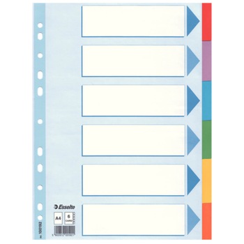 Separatoare cu Index din Carton Esselte Standard, A4, 6 Coli/Set Separatoare cu Index din Carton Esselte Standard, A4, 6 Coli/Set
