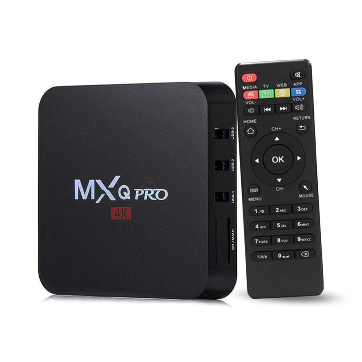 Smart TV Box NUBI MXQ Pro. Android 7.1 TV BOX, ingyenes TV, 4K, HDMI, Wi-Fi, Internet TV, Kynexi, fekete
