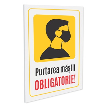 Indicator de avertizare purtare masca obligatorie S3020, PVC (Komatex) 3 mm, 140x200mm Indicator de avertizare purtare masca obligatorie S3020, PVC (Komatex) 3 mm, 140x200mm