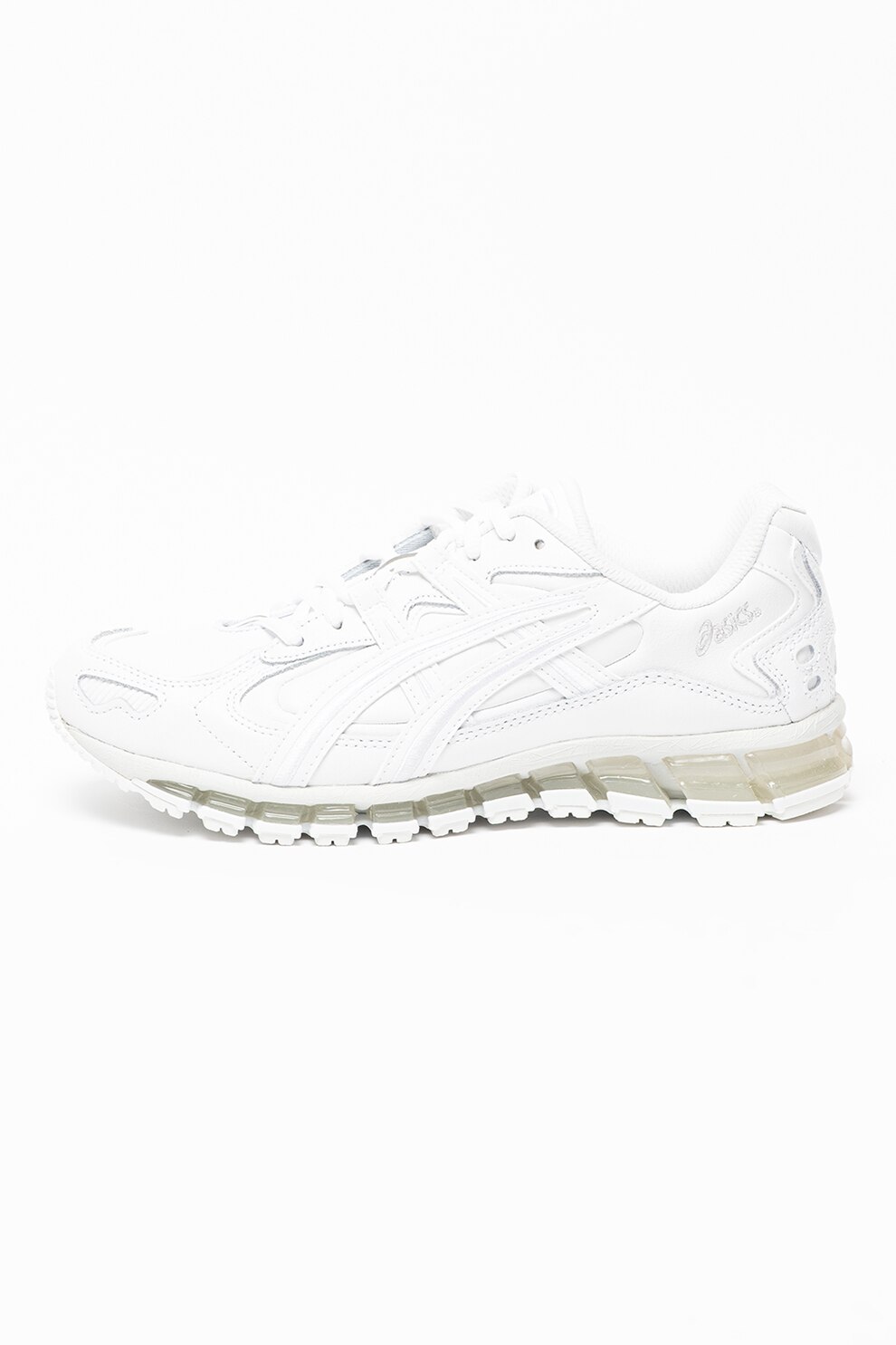 Asics, Pantofi sport de piele si piele ecologica Kayano, Alb/Gri, 9.5