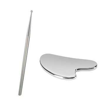 Kit ingrijire faciala si rejuvenare Neo™, format din GuaSha si dispozitiv reflexologie/masaj facial, otel inoxidabil Kit ingrijire faciala si rejuvenare Neo™, format din GuaSha si dispozitiv reflexologie/masaj facial, otel inoxidabil