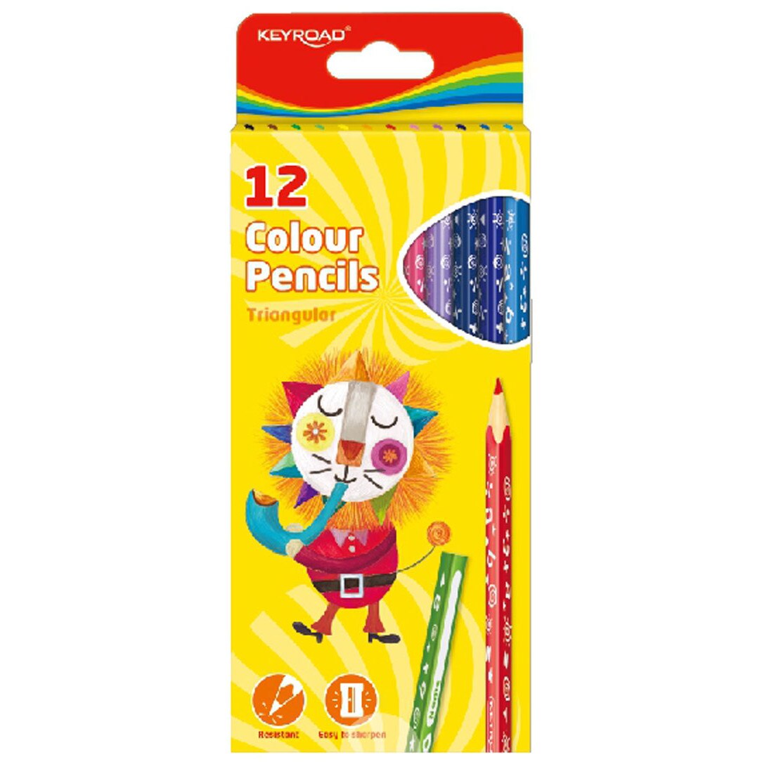 Creioane lungi 12 culori KEYROAD, triunghiulare, KR971273