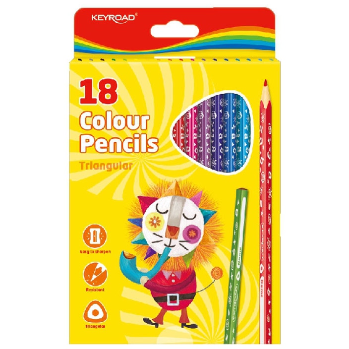 Creioane lungi 18 culori KEYROAD, triunghiulare, KR971275