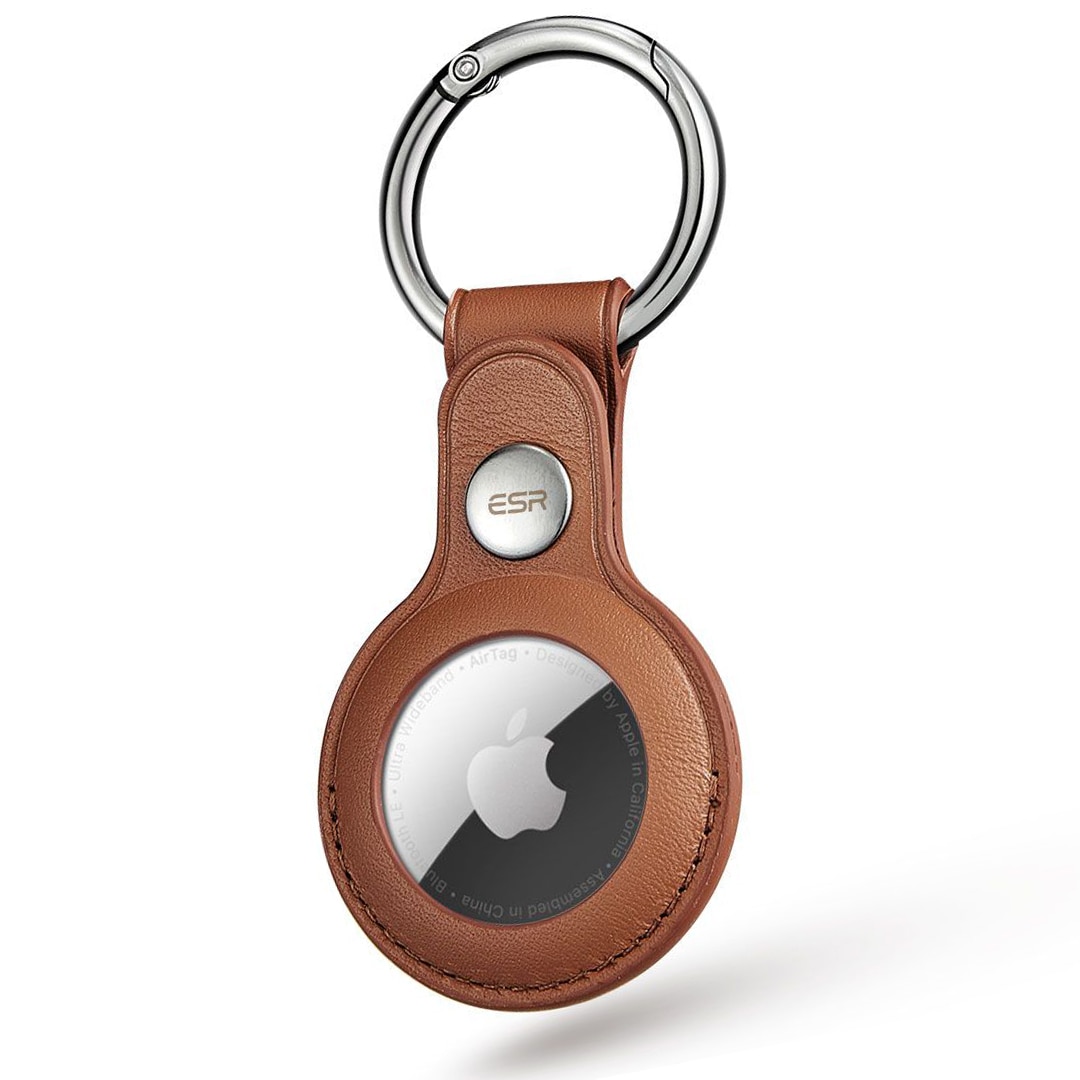 Husa din Piele pentru Apple AirTag, Breloc, High Quality, Maro