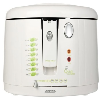 Friteuza electrica compacta MPM, 2 L, Cupa detasabila antiaderenta, Regulator de temperatura, Alb Friteuza electrica compacta MPM, 2 L, Cupa detasabila antiaderenta, Regulator de temperatura, Alb
