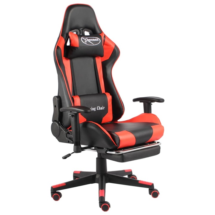 vidaXL piros PVC forgó gamer szék lábtartóval 20497