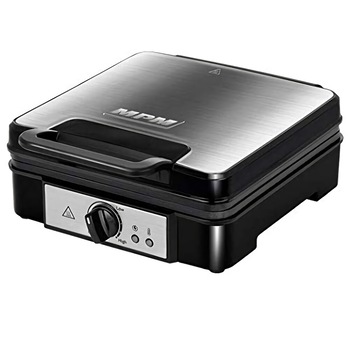 Aparat pentru vafe MPM, 4 compartimente, Antiaderent, Regulator de temperatura, Argintiu/Negru Aparat pentru vafe MPM, 4 compartimente, Antiaderent, Regulator de temperatura, Argintiu/Negru