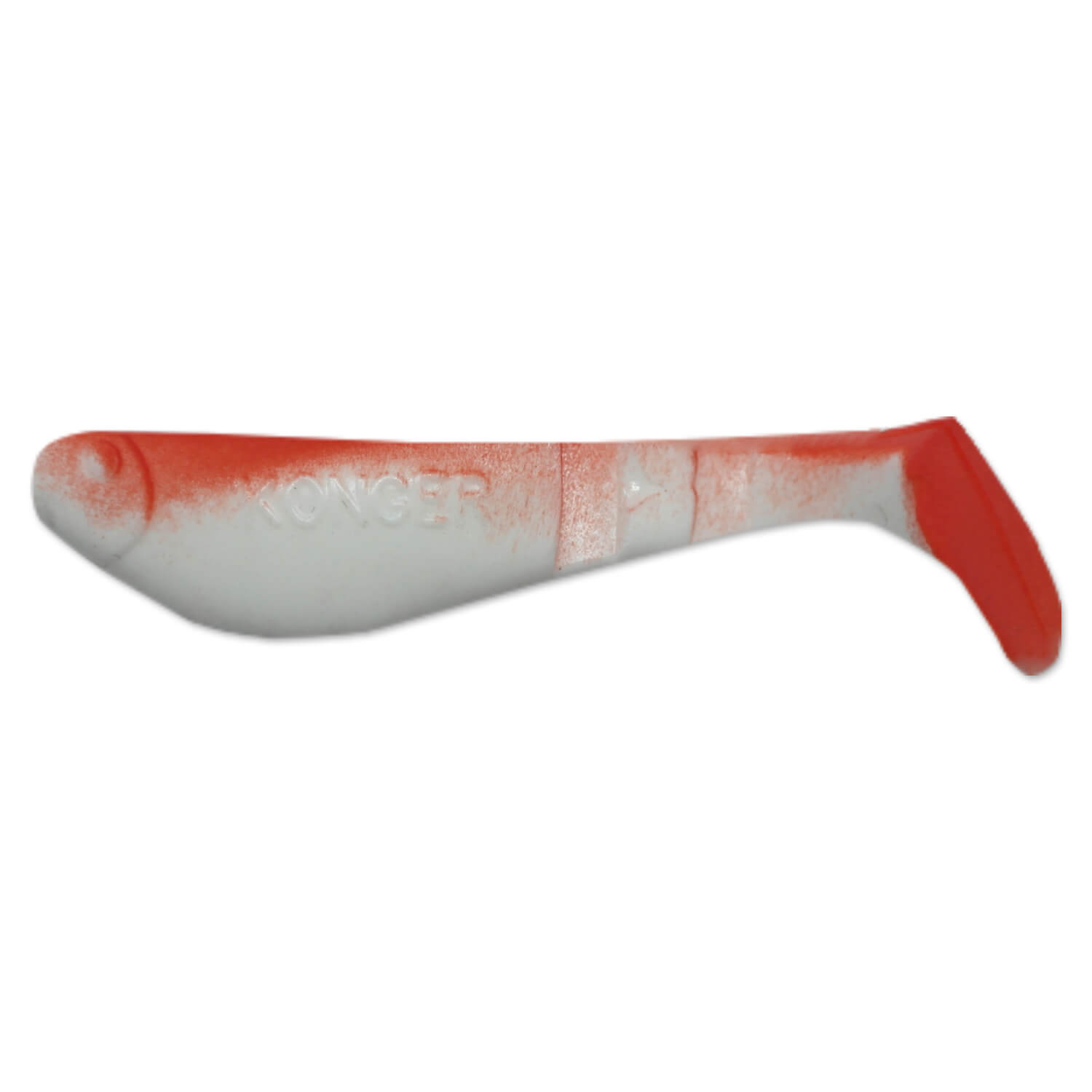 Set 5buc Shad Konger Killer Shadow 7.5cm, 4gr, culoarea Alb , spate rosu , coada rosie