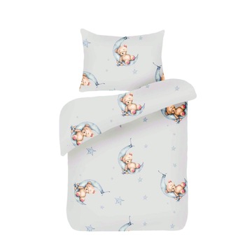 Lenjerie de pat pentru copii, 2 piese, 100% bumbac , 1 husa pilota 100x135cm, 1 fata perna 40x60cm , tip inchidere fermoar, culoare alb model ursulet Lenjerie de pat pentru copii, 2 piese, 100% bumbac , 1 husa pilota 100x135cm, 1 fata perna 40x60cm , tip inchidere fermoar, culoare alb model ursulet