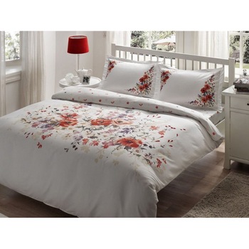 Lenjerie de pat bumbac 100% satinat, cu 2 cearceafuri pilota, 240 x 260 cm, 7 piese, TAC, Camila Lenjerie de pat bumbac 100% satinat, cu 2 cearceafuri pilota, 240 x 260 cm, 7 piese, TAC, Camila