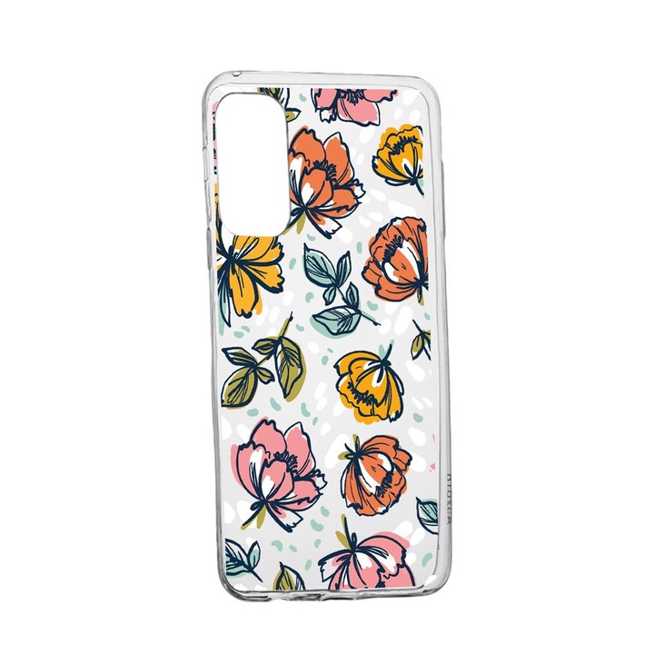 Husa Silicon Compatibila Cu Samsung Galaxy A52 5G / A52 4G, Flowers - Pastel Colors, rezistenta la uzura, anti-alunecare, 755