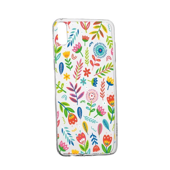 Husa Silicon Compatibila Cu Apple iPhone XS Max, Happy Flowers, rezistenta la uzura, anti-alunecare, 756