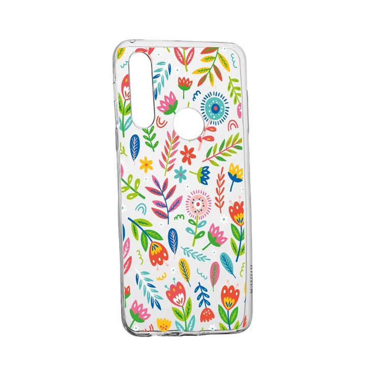Husa Silicon Compatibila Cu Huawei P40 Lite E, Happy Flowers, rezistenta la uzura, anti-alunecare, 756