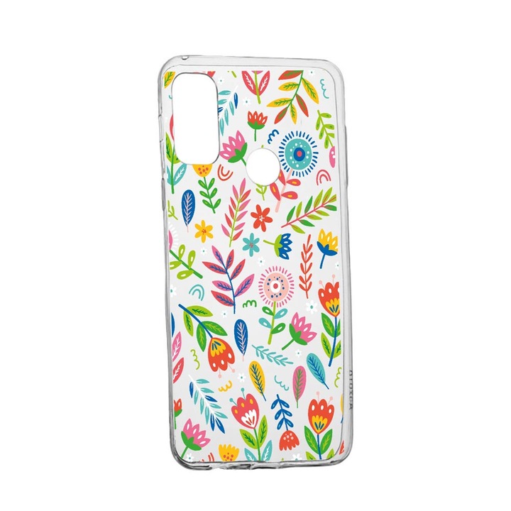 Силиконов калъф, съвместим с Huawei P Smart 2020, Happy Flowers, износоустойчив, противоплъзгащ, 756